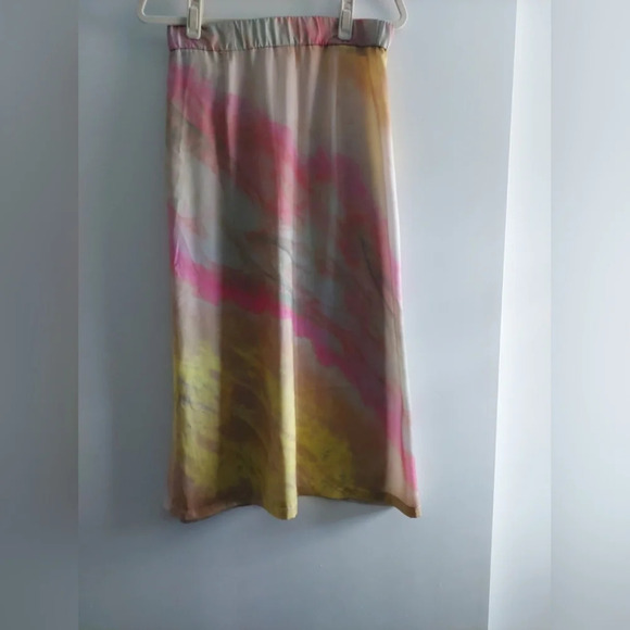 Zara Medium Multicolored Watercolor tie-dye Midi skirt Wearable Art Artsy - Picture 10 of 10